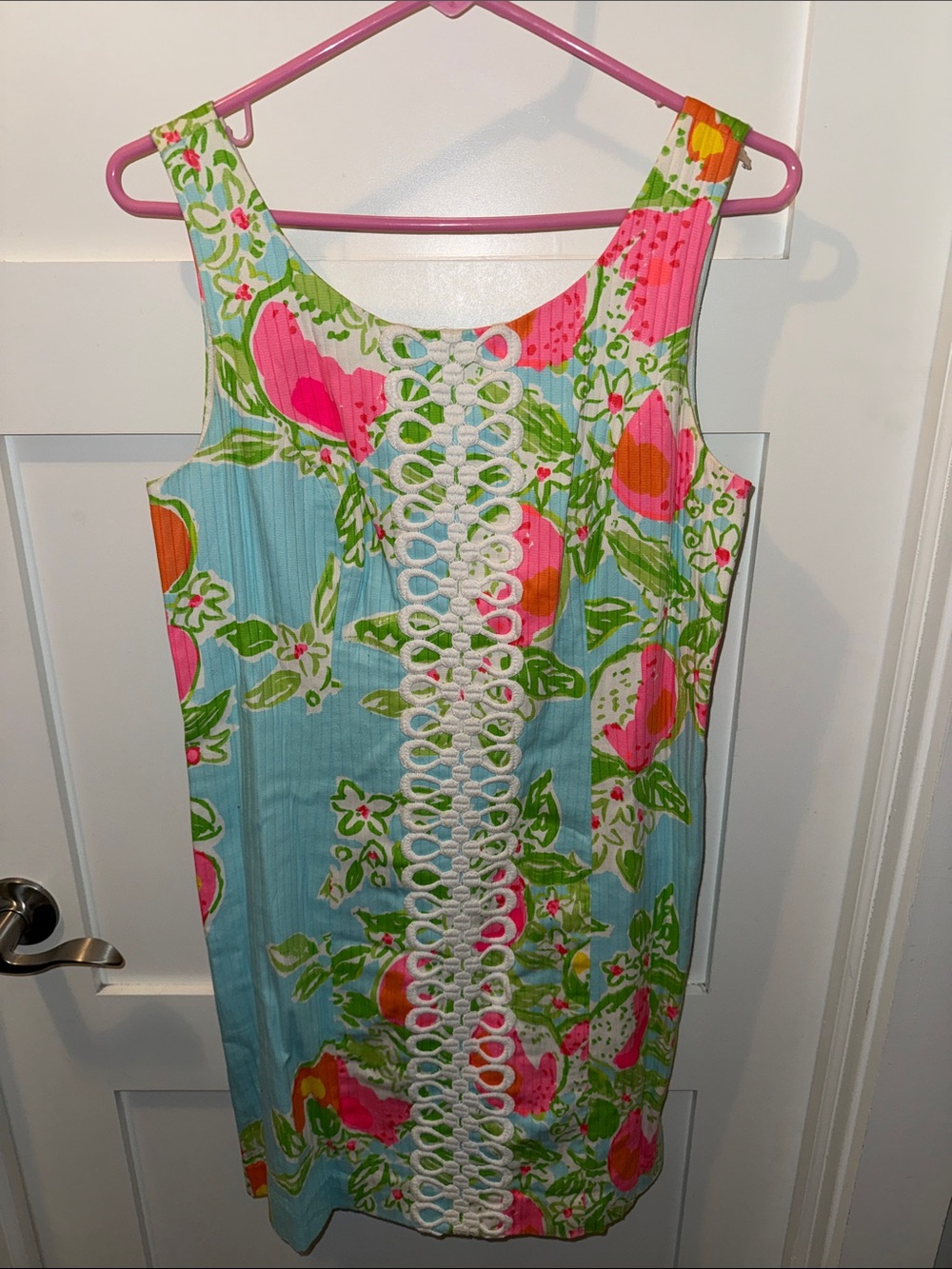 Lily Pulitzer Cathy Shift Dress in the Pool Blue Pink Lemonade print size M